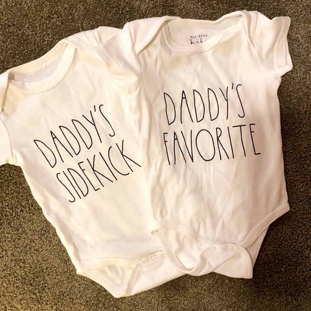Pair of Rae Dunn onesies 6-9mo